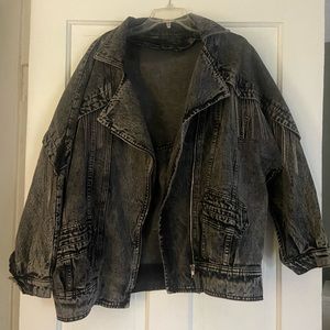 Vici Masonic Metallic Fringe Washed Denim Jacket - ONE SIZE